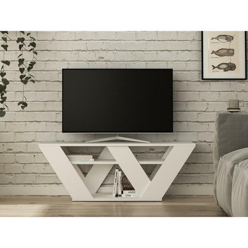 Vente-Unique Meuble TV - 1 étagère - Blanc - ZANELO