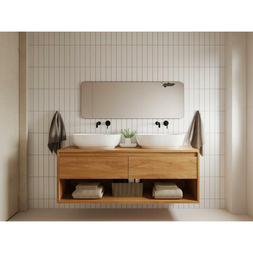 Vente-Unique - Miroir de salle de bain rectangle contour noir - 140x50 cm - DEMETRIA Vente-Unique  - Miroir de salle de bain Simple
