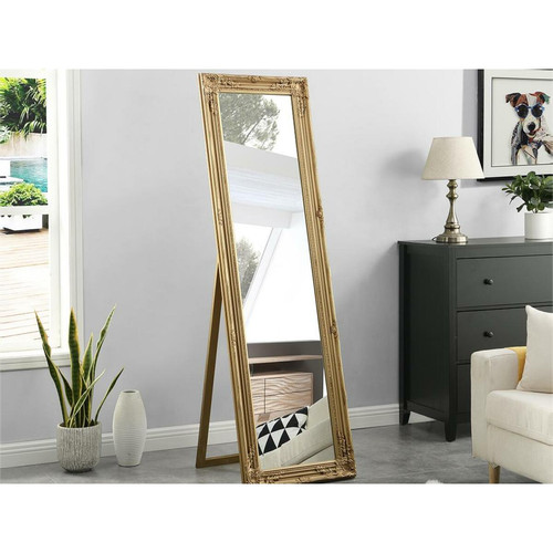 Vente-Unique -Miroir sur pied en bois d'eucalyptus HONORE - L. 50 x H. 170 cm - Doré Vente-Unique  - Décoration