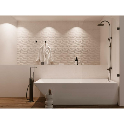 Vente-Unique - Pare baignoire réversible aux angles arrondis style industriel - 80x140 cm - TIMOUR Vente-Unique  - Pare-baignoire