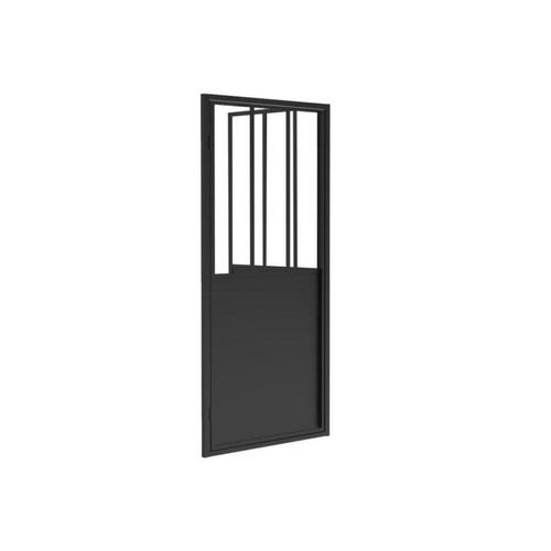 Vente-Unique Paroi de douche avec porte pivotante noir mat style industriel - 80 x 195 cm - URBANIK