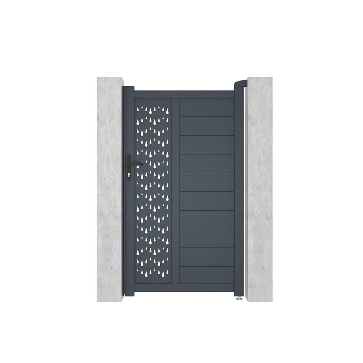 Portillon Vente-Unique Portillon battant aluminium semi plein à motifs L103 x H181 cm anthracite GREGOR