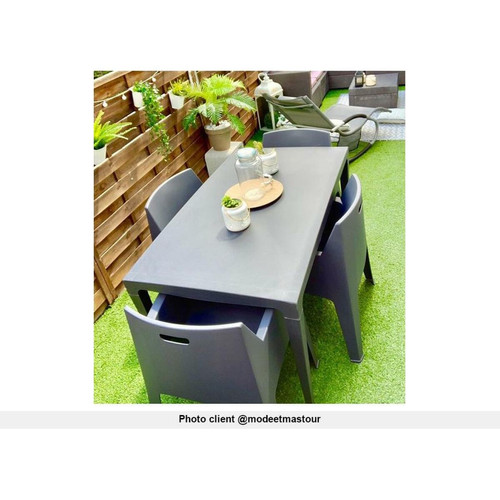 Ensembles tables et chaises Salle à manger de jardin : Table + 6 fauteuils - Polypropylène - Anthracite - SOROCA