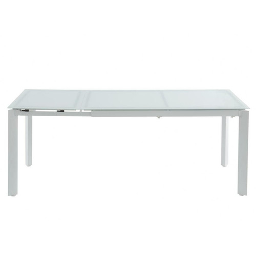 Ensembles tables et chaises Salle à manger de jardin en aluminium - Table extensible 140/200cm + 6 fauteuils - Gris/Blanc - PALAOS II