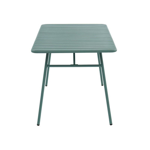 Ensembles tables et chaises Salle à manger de jardin en métal - une table L.160 cm et 4 chaises empilables - Vert amande - MIRMANDE de MYLIA