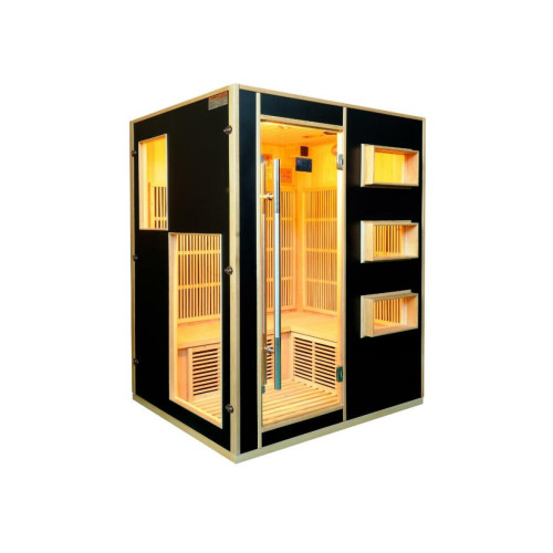 Vente-Unique - Sauna Infrarouge 3/4 places Gamme prestige MIKELI III - L150*P130*H190cm - 2300W - Noir Vente-Unique   - Saunas à chaleur infrarouge