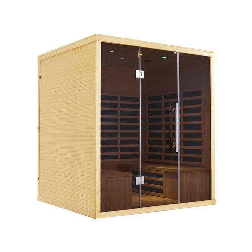 Vente-Unique - Sauna Infrarouge 4/5 places à vitres fumées Gamme Prestige TROMSO - L180*P160*H200 cm - 3060 W - Saunas à chaleur infrarouge