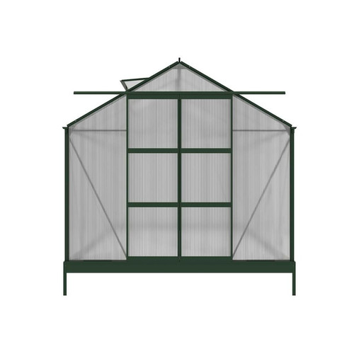 Vente-Unique Serre de Jardin en polycarbonate de 9 m² avec embase - Vert - COROLLE II