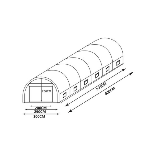 Serres en verre Serre tunnel avec structure en acier 18 m² -  L300 x l600 x H200 cm - IPOMEA