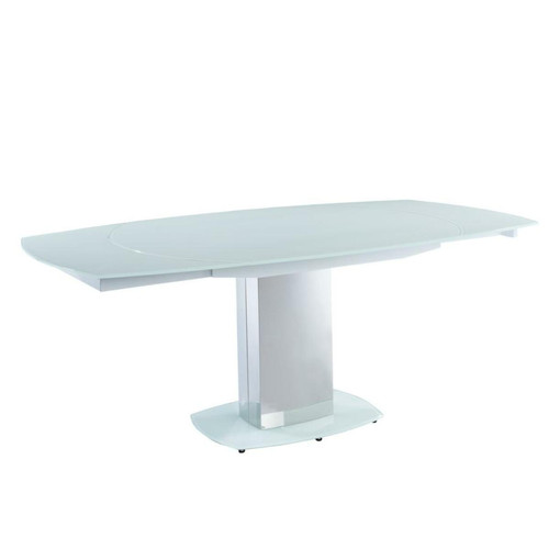 Vente-Unique - Table à manger extensible TALICIA - Verre trempé & métal - 6 à 8 couverts - Coloris Blanc - Tables à manger Non pliante