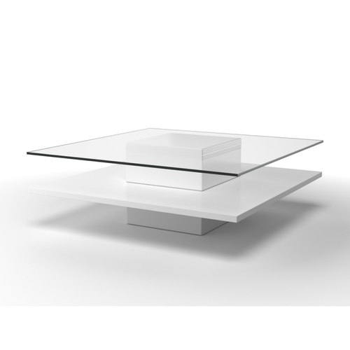 Tables basses Table basse ISANIA - Verre trempé & MDF blanc