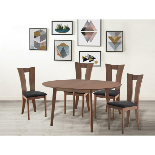 Vente-Unique - Table ovale extensible TIFFANY - 4 à 6 couverts - Hêtre massif - Noyer Vente-Unique  - Tables à manger