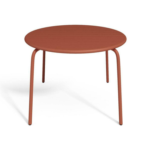 Vente-Unique Table ronde de jardin D.110cm en métal - Terracotta - MIRMANDE de MYLIA