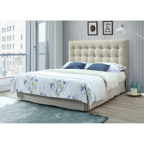 Vente-Unique -Tête de lit capitonnée FRANCESCO - 140 cm - Tissu - Beige Vente-Unique  - Têtes de lit