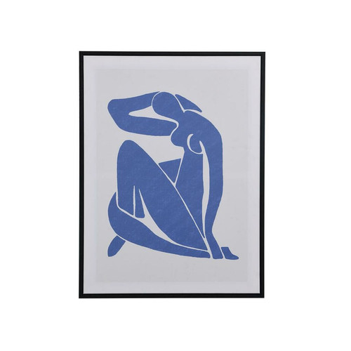 Vente-Unique - Toile imprimée encadrée femme - 60 x 80 cm - Châssis en bois - Bleu et beige - LOLIA - Tableaux, peintures Vente-Unique