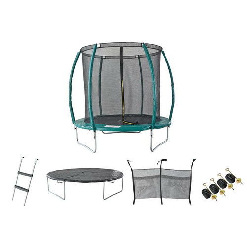 Vente-Unique - Trampoline avec filet de protection intérieur, échelle, bâche et kit d'ancrage  - D.244 cm - WALLABY Vente-Unique  - Bache trampoline