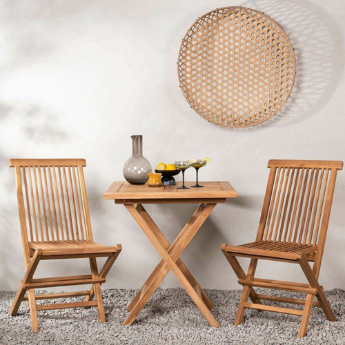 Venture Home - Ensemble table d'appoint et 2 chaises en teck Kenya Venture Home  - Salon de jardin en bois Mobilier de jardin