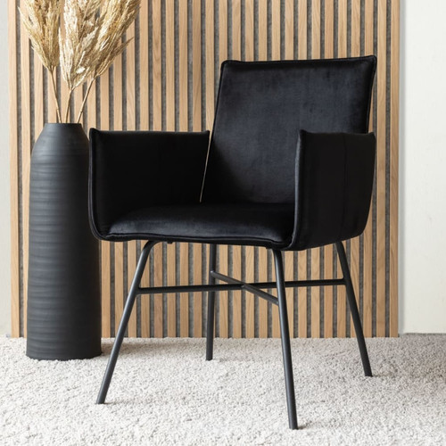 Venture Home - Venture Home Chaise à dîner Pippi Velours Noir Venture Home  - Chaises