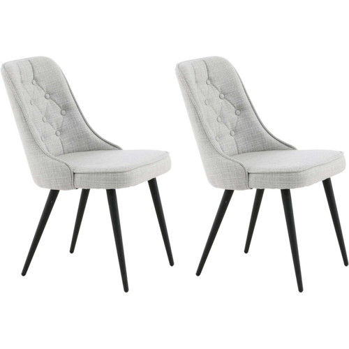 Venture Home - Chaise en tissu matelassé Velvet Deluxe (Lot de 2) gris et noir. Venture Home  - Chaise matelassee