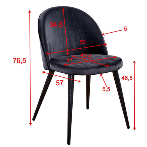 Chaises Chaise en velours avec pieds en acier Velvet (Lot de 2) noir.