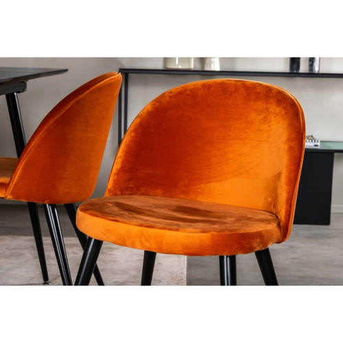 Venture Home Chaise en velours avec pieds en acier Velvet (Lot de 2) orange.