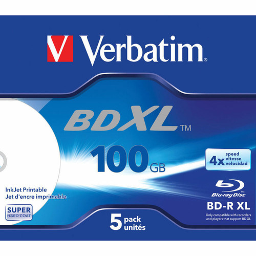 Verbatim - BD-R XL 100 GO VITESSE 4X IMPRIMABLE (PAR 5, BOITE) Verbatim  - CD et DVD Vierge Verbatim