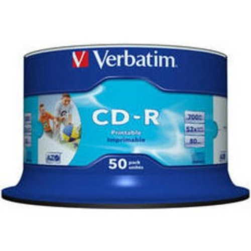Verbatim - CD-R 700 Mo certifié 52x imprimable (pack de 50, spindle) Verbatim  - Marchand La boutique du net