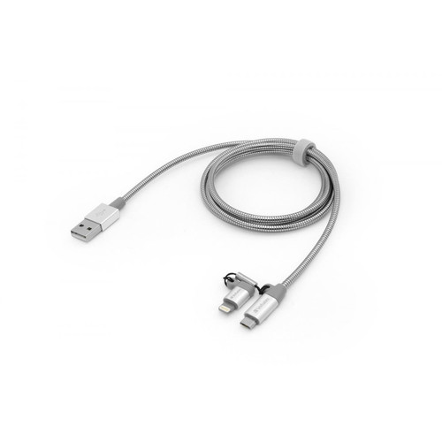 Verbatim - Verbatim 48869 câble USB 1 m USB A Micro-USB B/Lightning Aluminium, Gris - Verbatim