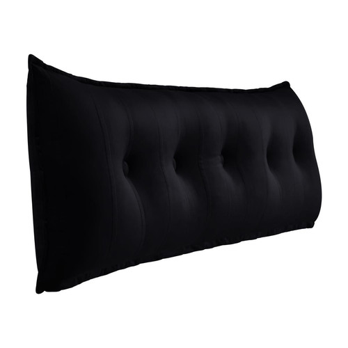 Coussin de chaise VerCart Oreiller de Lit Multifonctionnel, Alternative à la tête de lit, Velours Noir 160cm