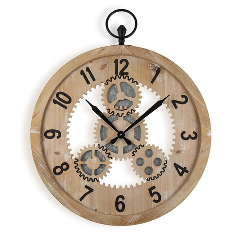 Horloges, pendules VERSA Horloge Murale pour la Cuisine, Pendule pour Salon Lincoln 60x2x74,5cm,Métal, Marron
