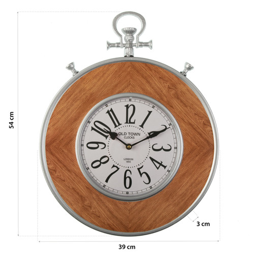 Horloges, pendules Horloge Murale pour la Cuisine, Pendule pour Salon Arras 39x3x54cm,Métal, Marron