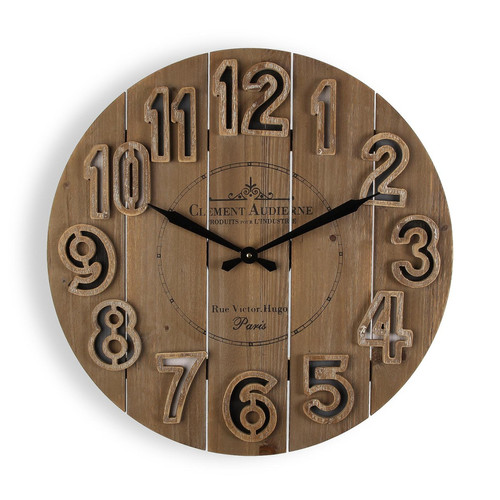 Horloges, pendules VERSA Horloge Murale pour la Cuisine, Pendule pour Salon Tanbar 60x6x60cm,Bois, Marron