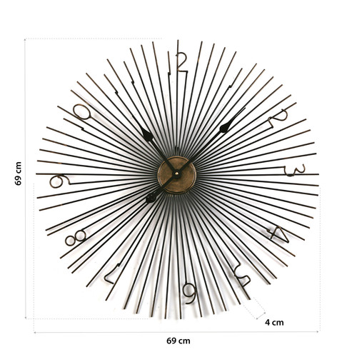 Horloges, pendules Horloge Murale pour la Cuisine, Pendule pour Salon Arniston 69x4x69cm,Métal, Noir