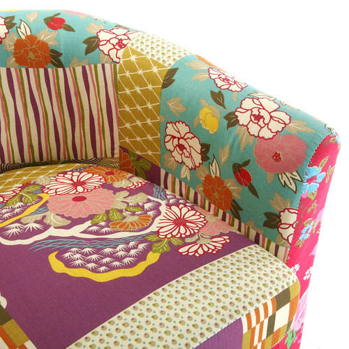Fauteuils Fauteuil pour salon ou chambre, Canapé confortable Pink Patchwork 64x62x56cm,Coton et bois, Rose