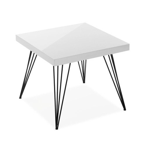 Tables d'appoint VERSA Table d'appoint pour le salon, la chambre ou la cuisine Denver 50x50x43cm,bois et métal, Blanc