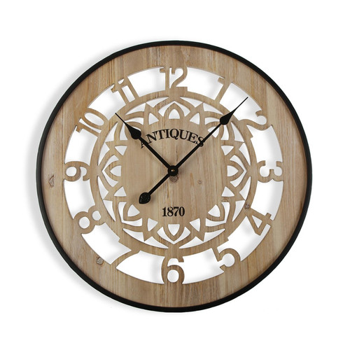 VERSA - Horloge Murale pour la Cuisine, Pendule pour Salon Grafton 60x4,5x60cm,Bois et métal, Marron et Noir VERSA  - Horloge 60 cm