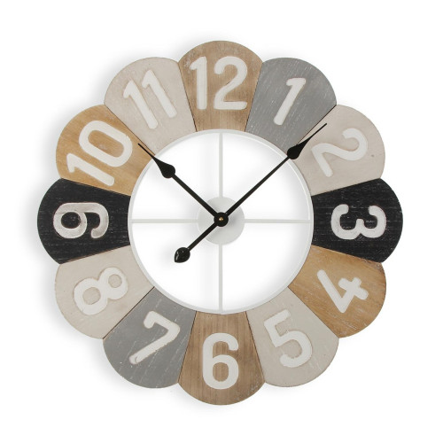 Horloges, pendules VERSA Horloge Murale pour la Cuisine, Pendule pour Salon Nicosia 60x4,5x60cm,Bois et métal, Gris et Beige