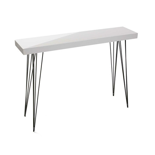 VERSA - Meuble d'entrée étroit, Table console White Dallas 110x25x80cm,Bois et métal, Blanc VERSA  - Console bois metal