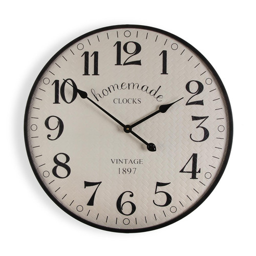 Horloges, pendules VERSA Horloge Murale pour la Cuisine, Pendule pour Salon Edsom 60x4,5x60cm,Bois et métal, Beige et Marron