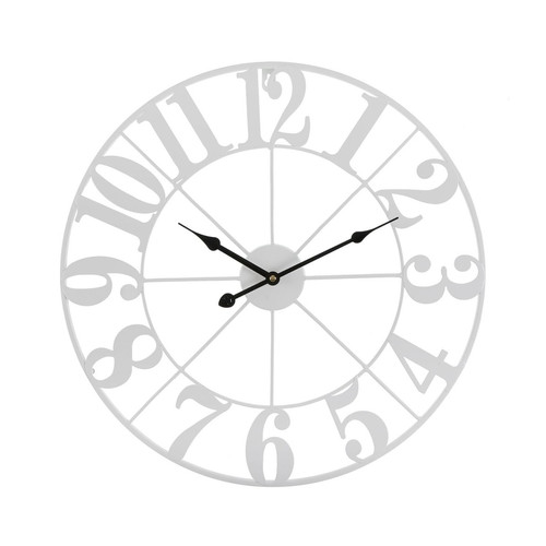 VERSA - Horloge Murale pour la Cuisine, Pendule pour Salon Apikale 50x4x50cm,Métal, Blanc VERSA  - Horloges, pendules Horloge murale a quartz tete de mort fond blanc
