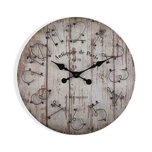 VERSA - Horloge Murale pour la Cuisine, Pendule pour Salon Coffs 60x5x60cm,Bois, Gris VERSA  - Horloge 60 cm