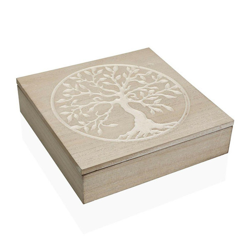 VERSA - Boîte Décorative Versa Arbre Bois (24 x 6 x 24 cm) VERSA  - Boites de rangement decoratives
