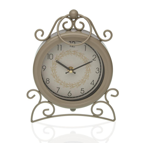 Horloges, pendules VERSA Horloge de table Versa Beige Métal (25 x 19 x 4,5 cm)