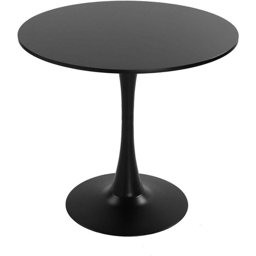 VERSA -Table ronde  en métal et bois pied central noir VERSA  - Tables à manger Non pliante