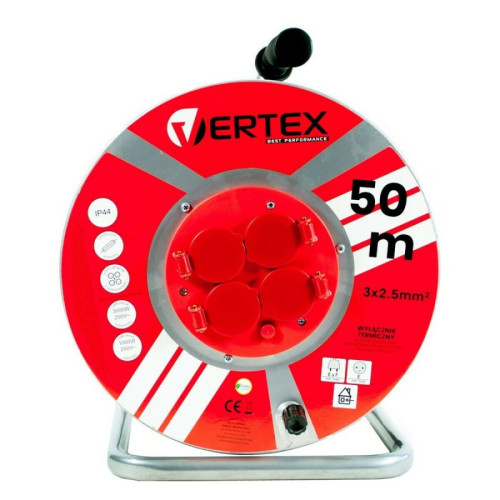 Vertex - Câble de Rallonge Vertex PB50METAL Noir Argent 50 m Vertex  - Bonnes affaires Accessoires de groupe électrogène