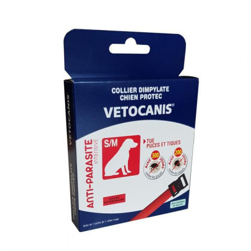 Vetocanis - VETOCANIS Collier anti-puces et anti-tiques - Rouge - Efficacité longue durée - Pour chien - Anti-parasitaire pour chien Vetocanis