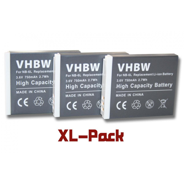 Batterie Photo & Video Vhbw 3 x Li-Ion batterie 750mAh (3.6V) adaptée pour caméra Canon Powershot SX270 HS, SX280 HS, etc Remplace type de batterie NB-6L.