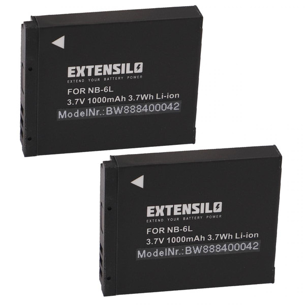 Batterie Photo & Video Vhbw EXTENSILO 2x Batteries compatible avec Canon PowerShot SX260 HS, SX260HS, SX270 HS, SX280 HS appareil photo, reflex numérique (1000mAh, 3,7V, Li-ion)