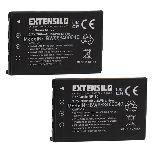 Vhbw - EXTENSILO 2x Batteries compatible avec Casio Exilim EX-S1PM, EX-S2, EX-S20, EX-S23, EX-S3 appareil photo, reflex numérique (700mAh, 3,7V, Li-ion) Vhbw  - Accessoire Photo et Vidéo