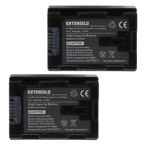 Vhbw - EXTENSILO 2x Batteries compatible avec JVC GZ-EX310WU, GZ-EX355, GZ-EX515, GZ-EX555 appareil photo, reflex numérique (890mAh, 3,6V, Li-ion) Vhbw  - Accessoire Photo et Vidéo